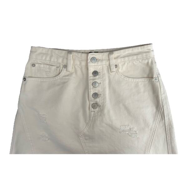 Free People Womens Cream Denim Mid Rise Distressed Mini Jean Skirt 27 NWT - Picture 3 of 8